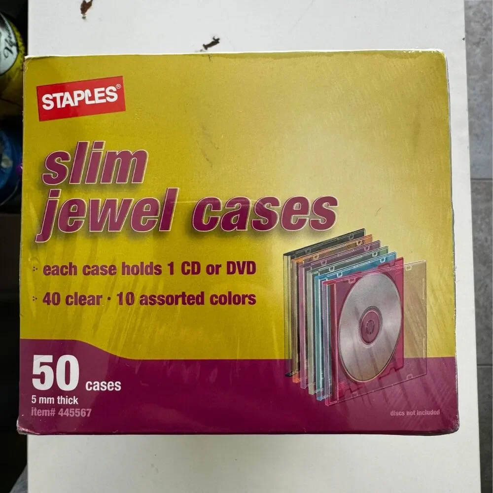 Staples Slim Jewel Cases(50)+ Staples 50 Slim CD jewel Cases & 50+ Blank CD Disc